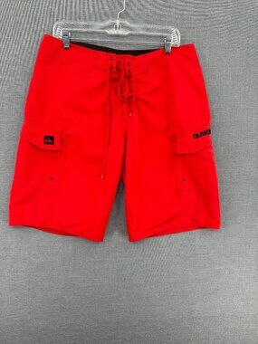 Quiksilver Board Shorts Mens 33 9" Swim Trunks Cargo Style Pockets Y2K